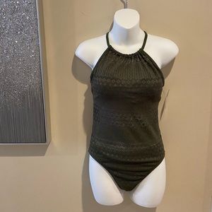 One piece swimsuit with cross-cross tie back